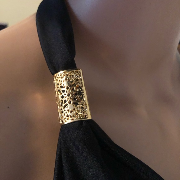 Black w/Gold Detail  1 PC.Bathing Suit - Picture 8 of 8